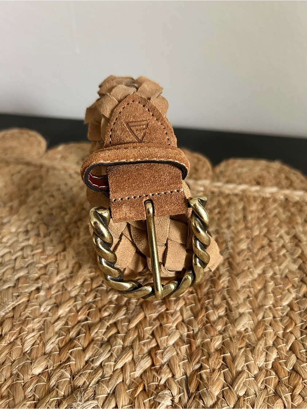 Alero Sport Milano Camel Woven Italian Suede Brass Buckle Belt XS/S Equestrian - Picture 3 of 8